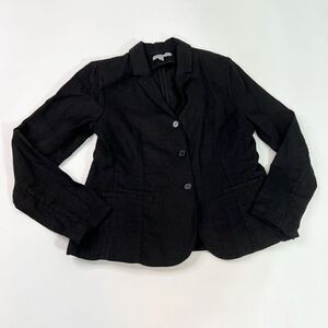 People Like Frank Jacket Womens 6 Black Long Sleeve Linen Blazer Lagenlook